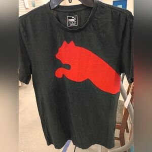 Puma Black Tee with Bold Red Cat Silhouette